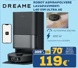 Euronics Dreame robot aspirapolvere lavapavimenti L40 VIM Ultra AE offerta