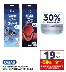 Comet Oral-B N.3 Testine di ricambio Stitch e Spiderman Refill offerta