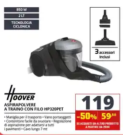 Comet Hoover aspirapolvere a traino con filo HP320PET offerta