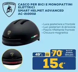 Euronics Lamborghini casco per bici e monopattini elettrici smart helmet advanced offerta