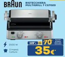 Euronics Braun Bistecchiera Multigrill 7 CG7020 offerta