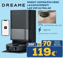 Euronics Dreame robot aspirapolvere lavapavimenti L40 VIM Ultra AE offerta