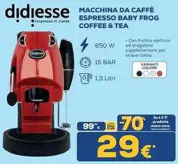 Euronics Didiesse macchina da caffè espresso baby frog coffee & tea offerta