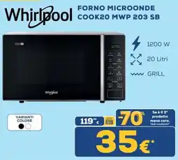 Euronics Whirlpool forno microonde cook20 mwp 203 sb offerta