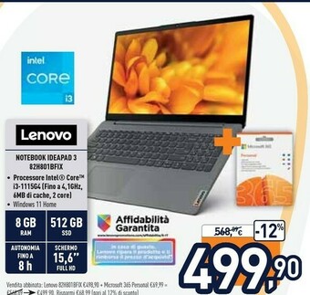 Unieuro Ideapad 3 82h801bfix offerta