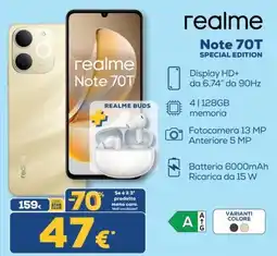 Euronics Realme Note 70T Special Edition offerta