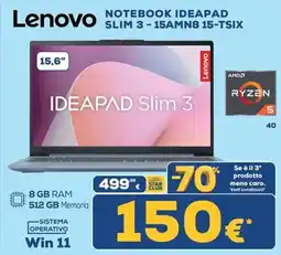 Euronics Lenovo Notebook Ideapad Slim 3 offerta