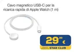 Euronics Apple Cavo magnetico USB-C per la ricarica rapida di Apple Watch offerta
