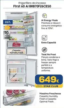 Euronics Samsung Frigorifero da incasso First 60 AI offerta