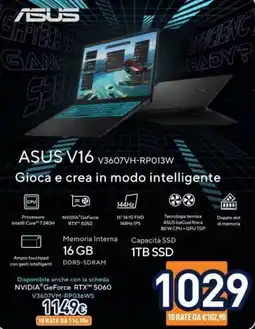Unieuro Asus V16 V3607VH-RP013W offerta