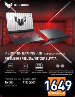 Unieuro Asus TUF Gaming A16 offerta