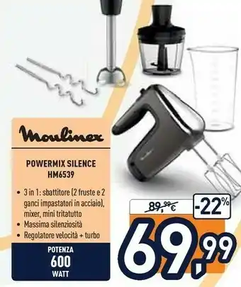 Powermix silence hm653910 sbattitore manuale 600 w marrone
