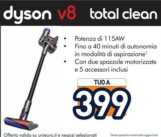V8 total clean blu, argento senza sacchetto offerta di Unieuro