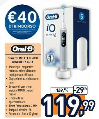 Unieuro Spazzolino elettrico io series 6 grey offerta