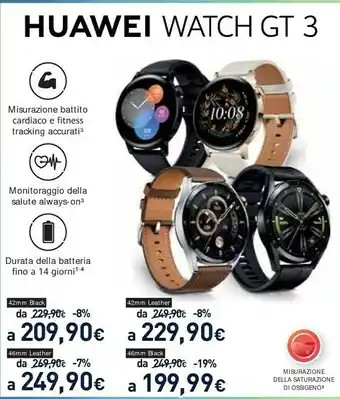 Unieuro Watch gt 3 3,35 cm (1.32") 42 mm amoled oro gps (satellitare) offerta