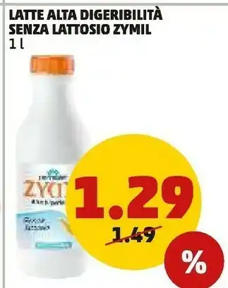 PENNY Parmalat - zymil latte intero alta digeribilità senza lattosio uht 1000 g(ml) offerta