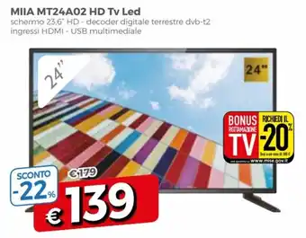 Famila MIIA MT24A02 HD Tv Led offerta