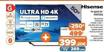 Expert 50a72gq tv 127 cm (50") 4k ultra hd smart tv wi-fi nero, grigio offerta
