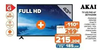 Expert Akai aktv433 tv 109,2 cm (43") full hd smart tv wi-fi nero offerta