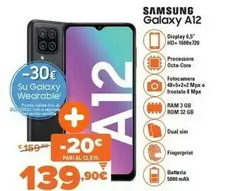 Expert Galaxy a12 sm-a125f 16,5 cm (6.5") doppia sim 4g usb tipo-c 3 gb 32 gb 5000 mah nero offerta