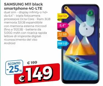 Famila Samsung M11 black smartphone 4G-LTE offerta