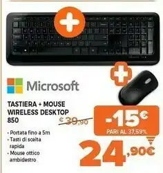 Expert Tastiera + mouse wireless desktop 850 offerta