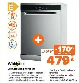 Expert Wfc 3c26 lavastoviglie libera installazione 14 coperti offerta