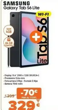 Expert Galaxy tab s6 lite , angora blue, 10.4", wi-fi, 64gb offerta