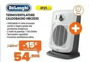 Termoventilatore caldobagno hbc3030