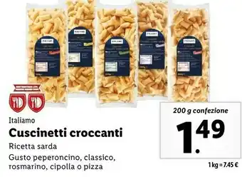 Lidl Cuscinetti croccanti sardi gusto peperoncino 200 g(ml) offerta