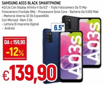 Famila Samsung A03S Black Smartphone offerta