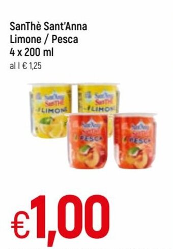 Famila SanThè Sant'Anna Limone, Pesca 4 x 200 ml offerta