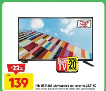 DPiù Mt24a02 televisore led con schermo offerta