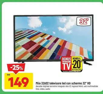DPiù 32a02 televisore led con schermo 32 hd offerta