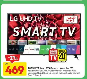 55un711 smart tv 4k con schermo led 55