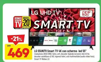 DPiù 55un711c0zb.aeu tv 139,7 cm (55") 4k ultra hd smart tv wi-fi nero offerta