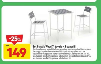 Set plastik wood 71 tavolo + 2 sgabelli