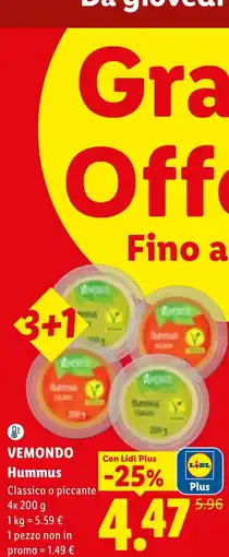 Lidl Vemondo Hummus offerta