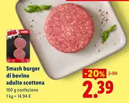 Lidl Smash burger di bovino adulto scottona offerta
