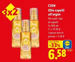 Lidl CiEN Olio capelli all'argan offerta
