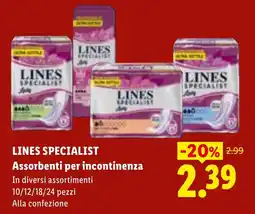 Lidl Lines Specialist Assorbenti per incontinenza offerta