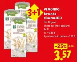 Lidl Vemondo bevanda di avena bio offerta