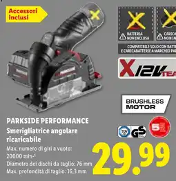 Lidl Parkside Performance Smerigliatrice angolare ricaricabile offerta