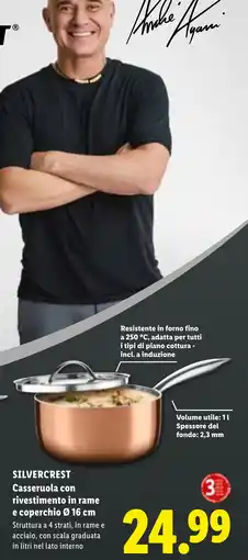 Lidl Silvercrest Casseruola con rivestimento in rame e coperchio Ø 16 cm offerta