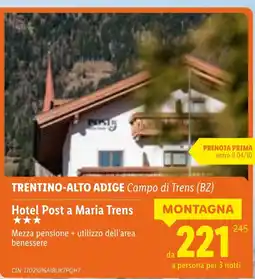Lidl Hotel Post a Maria Trens offerta