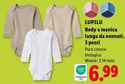 Lidl Lupilu Body a manica lunga da neonati offerta
