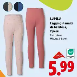 Lidl Leggings termici da bambina LUPILU offerta