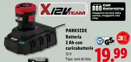 Lidl Parkside Batteria 2 Ah con caricabatterie offerta