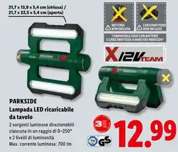 Lidl Lampada LED ricaricabile da tavolo Parkside offerta