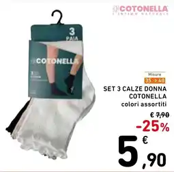 Spazio Conad Set 3 calze donna Cotonella offerta